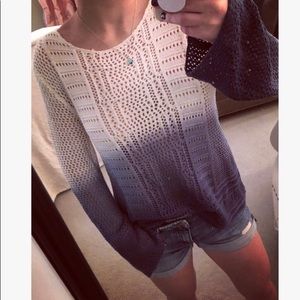 Boho chic ombré flare sleeve sweater
